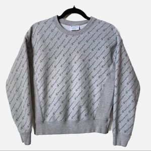 Champion Women’s Gray Reverse Weave All Over Script Sweatshirt Small